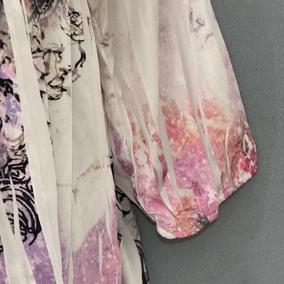 Cato Womens Top Plus 20W Ivory Pink Sublimation Flowy Peasant‎ Fairy Grunge Y2K - Picture 4 of 16